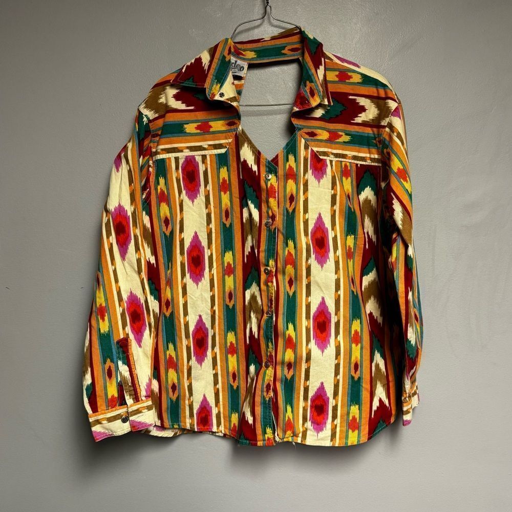 Rodeo Western Vintage wear shirt size Medium M Aztec bohemian women’s open back